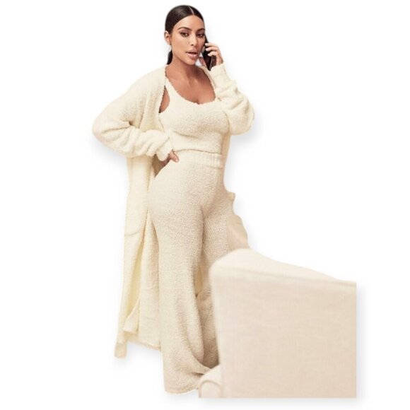 Warm Soft SKIMS Cozy Knit Pants Bone Size 4X5X Plus Size Stretchy Lounge Wear - Picture 2 of 14